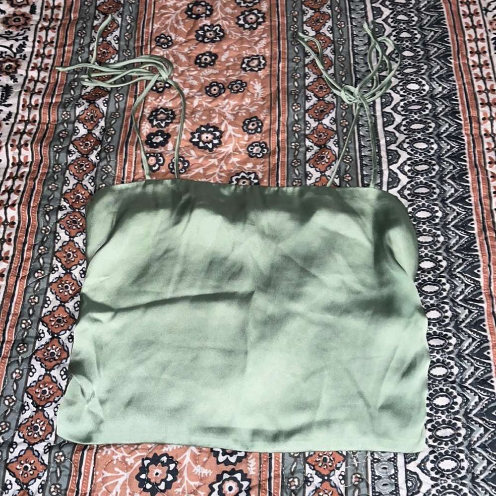 Green silk top
